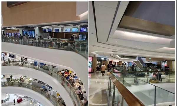 塘厦天虹商场不锈钢立柱安装完成
